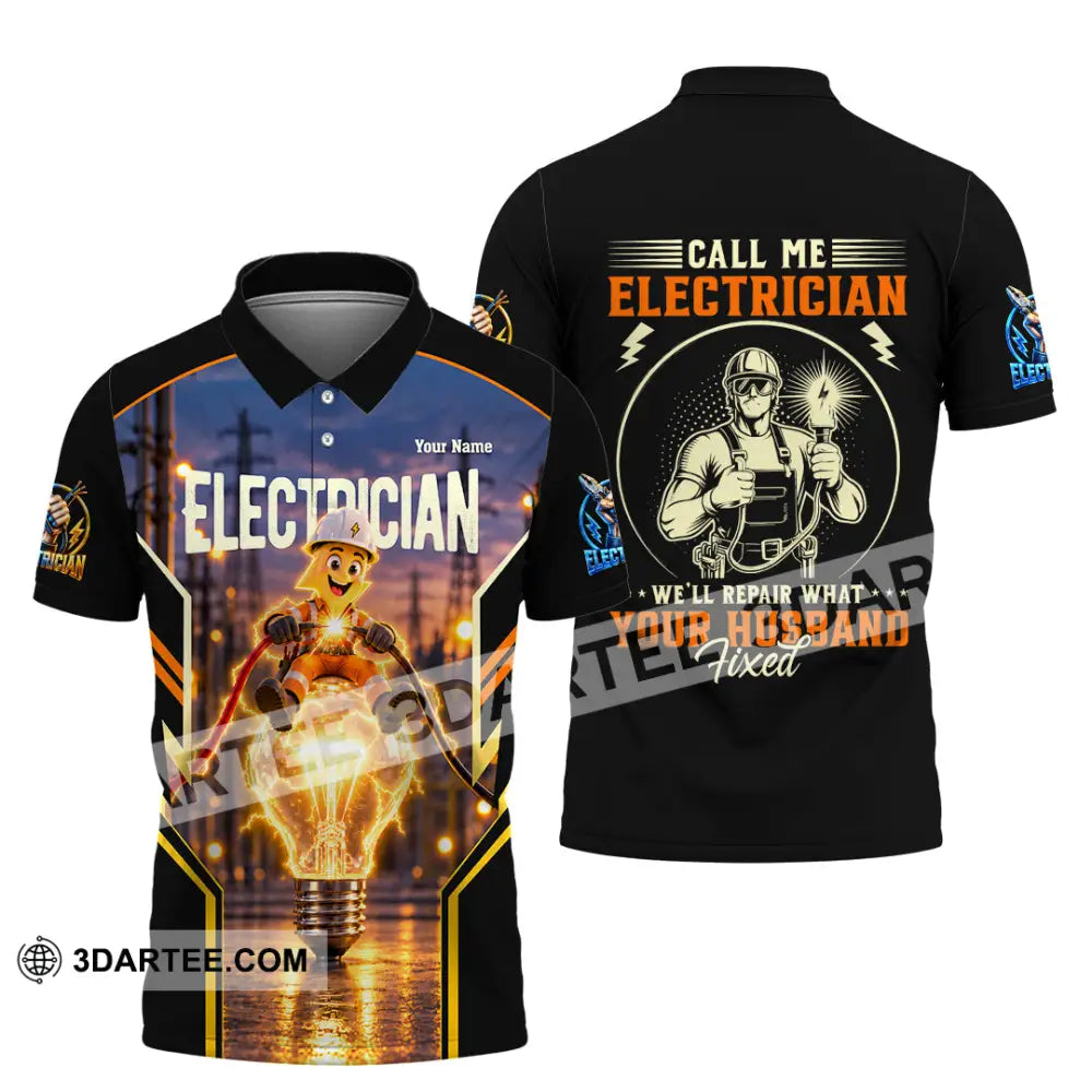 Unisex Shirt - Custom Call Me Electrician Shirt - Polo Shirt / S - T-shirt