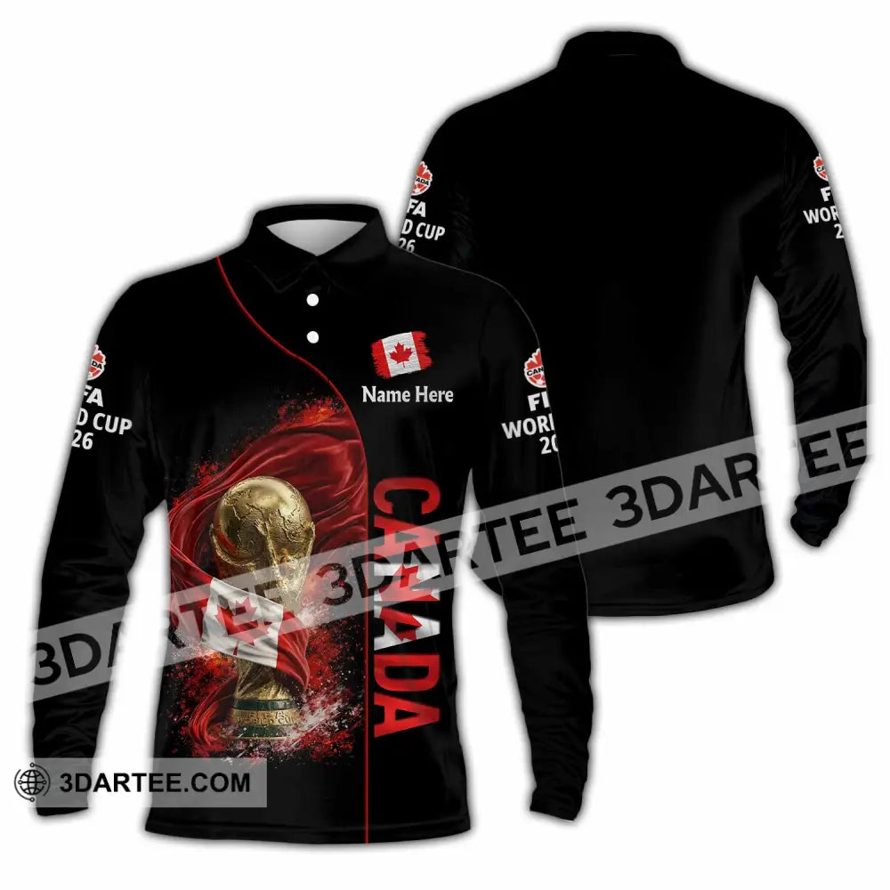 Unisex Shirt - Custom World Cup 2026 Canada 3D Shirt - Long Sleeve Polo / S - T-shirt