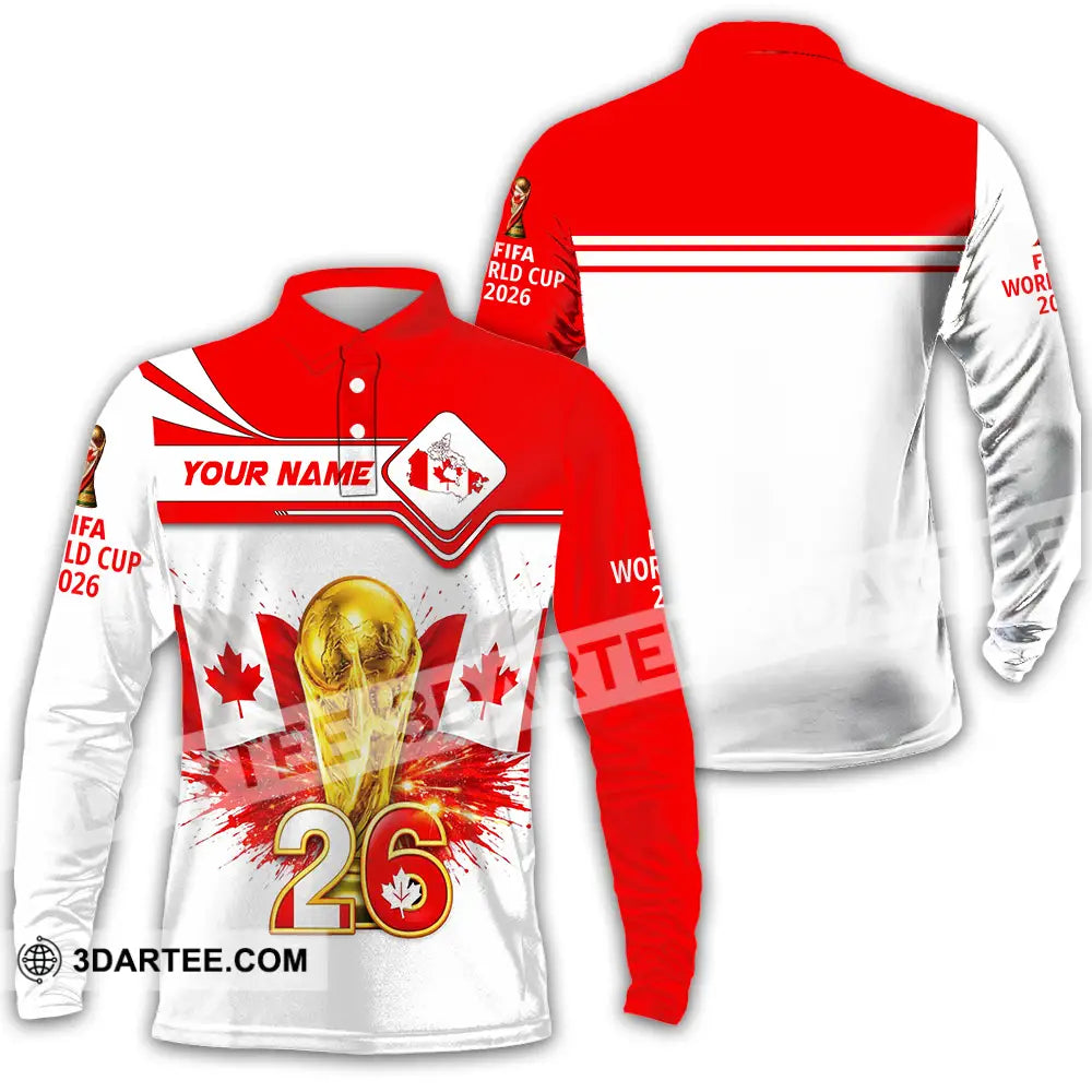 Unisex Shirt - Custom Canada World Cup 2026 3D Shirt Long Sleeve Polo / S T-shirt