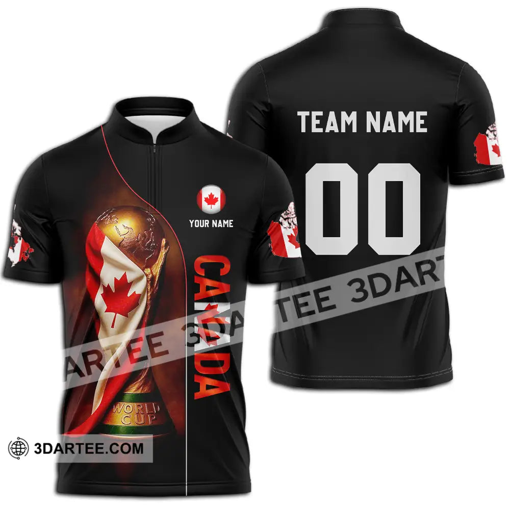 Unisex Shirt - Custom Canada World Cup 2026 3D Shirt Zipper Polo Shirt / S T-shirt