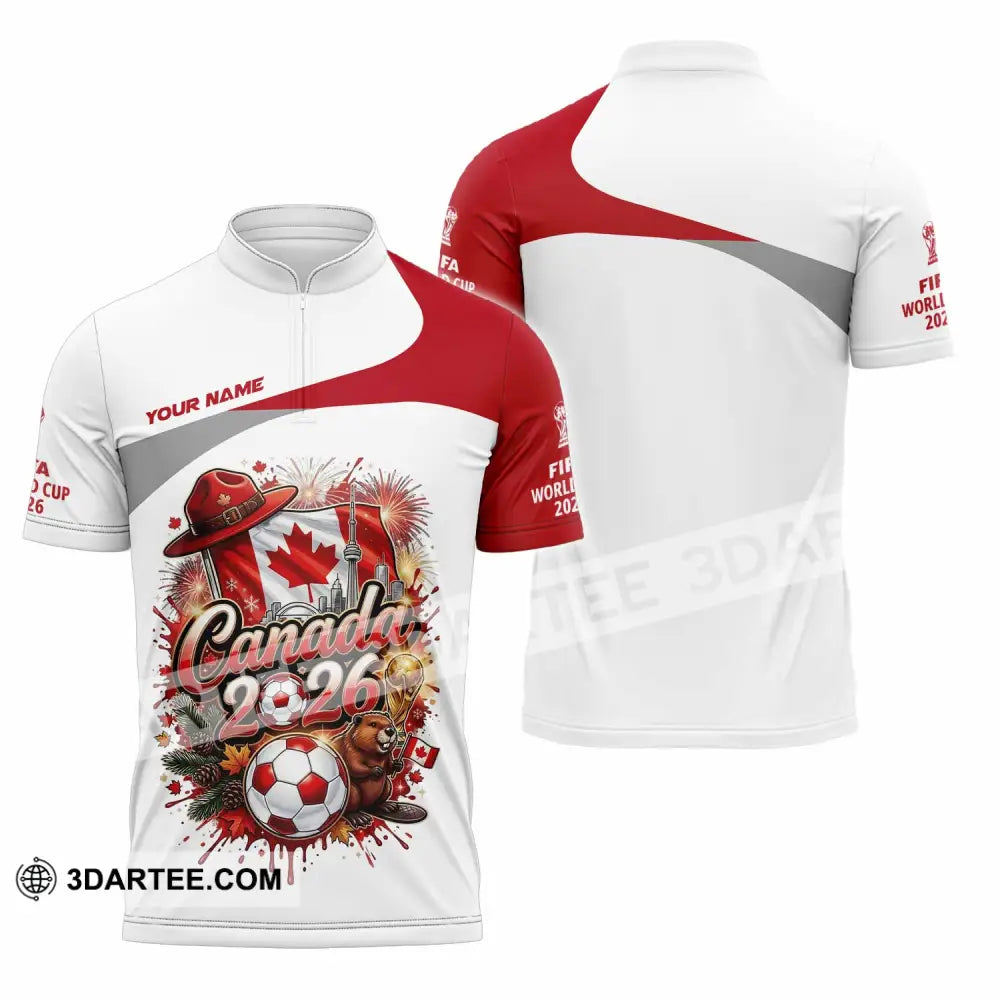 Unisex Shirt - Custom Canada World Cup 2026 3D Shirt - Zipper Polo Shirt / S - T-shirt