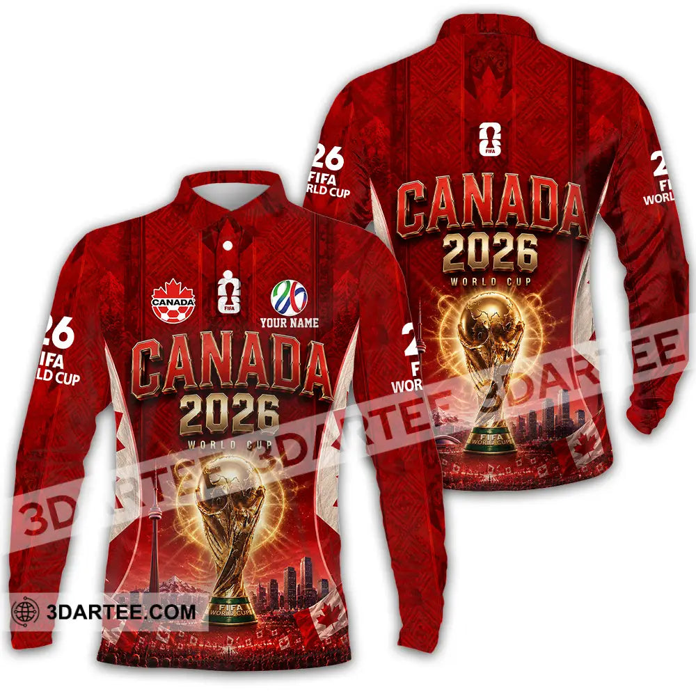 Unisex Shirt - Custom Canada World Cup 2026 Shirt - Long Sleeve Polo / S - T-shirt