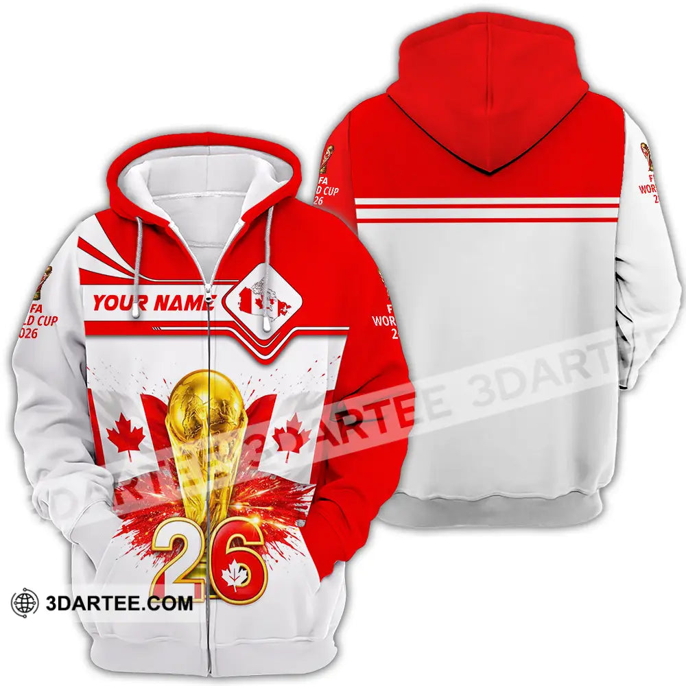 Unisex Shirt - Custom Canada World Cup 2026 3D Shirt Zipper Hoodie / S T-shirt