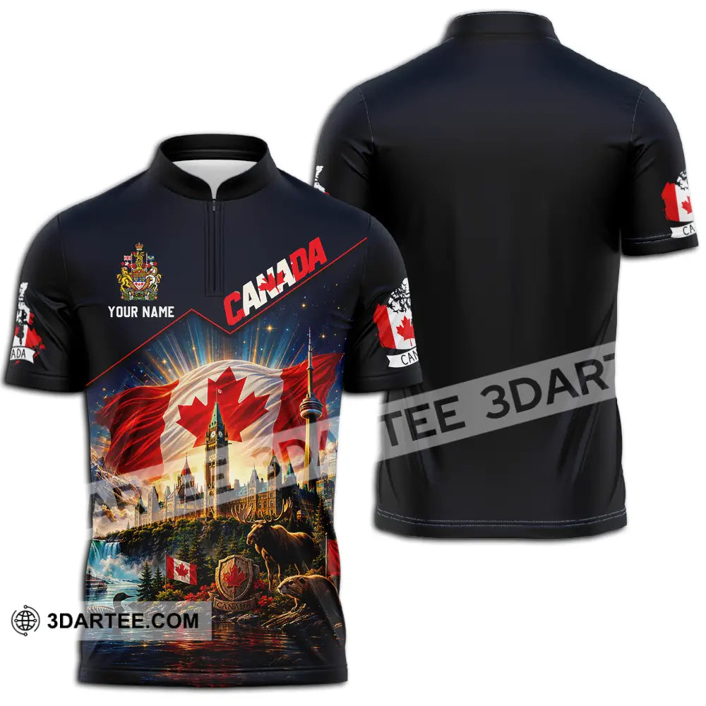 Unisex Shirt - Custom Canada Shirt - Zipper Polo Shirt / S - T-shirt