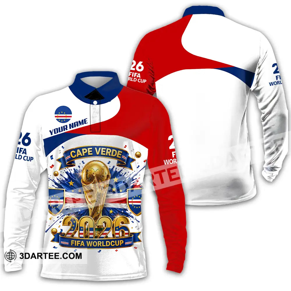 Unisex Shirt - Custom Cape Verde World Cup 2026 3D Shirt - Long Sleeve Polo / S - T-shirt