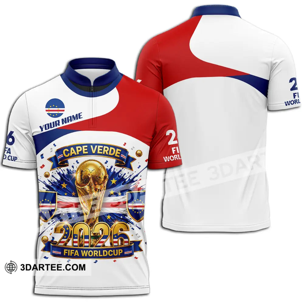 Unisex Shirt - Custom Cape Verde World Cup 2026 3D Shirt - Zipper Polo Shirt / S - T-shirt