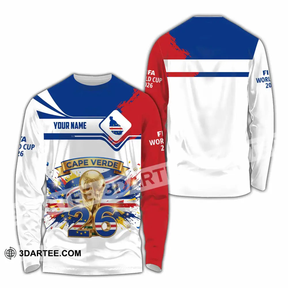 Unisex Shirt - Custom Cape Verde FIFA World Cup 2026 3D Shirt Long Sleeve Shirt / S T-shirt