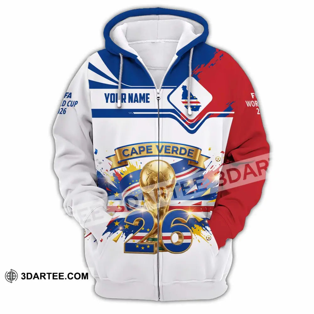 Unisex Shirt - Custom Cape Verde FIFA World Cup 2026 3D Shirt Zipper Hoodie / S T-shirt