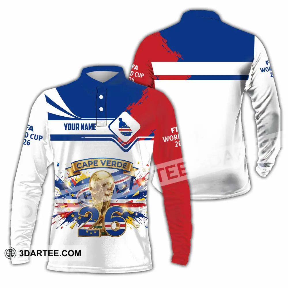 Unisex Shirt - Custom Cape Verde FIFA World Cup 2026 3D Shirt Long Sleeve Polo / S T-shirt