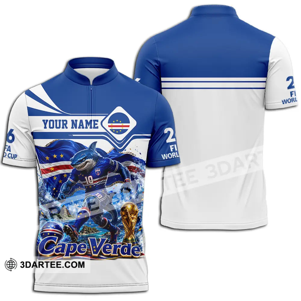 Unisex Shirt - Custom Cape Verde World Cup 2026 Shirt - Zipper Polo Shirt / S - T-shirt