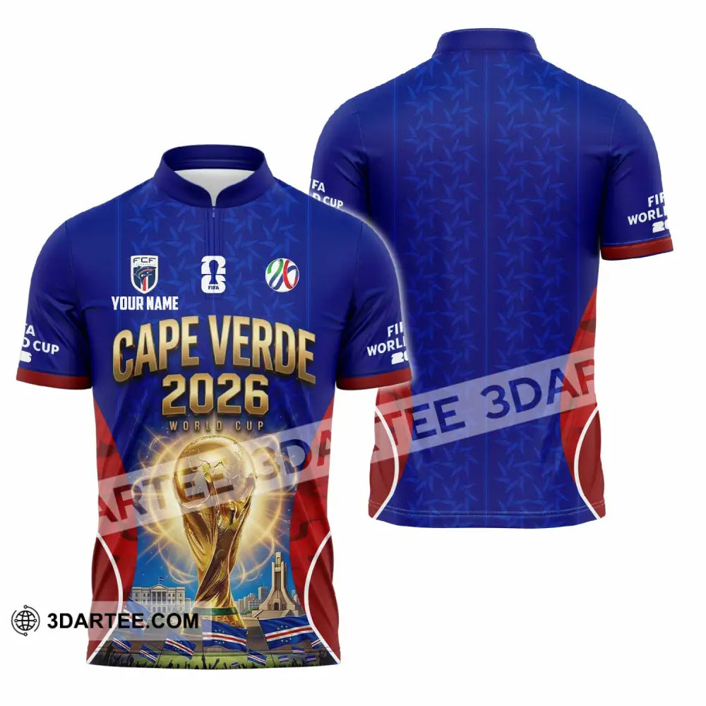 Unisex Shirt - Custom Cape Verde World Cup 2026 Shirt - Zipper Polo Shirt / S - T-shirt