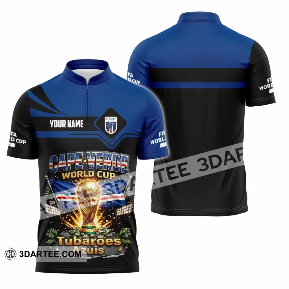 Unisex Shirt - Custom Cape Verde World Cup 2026 Shirt - Zipper Polo Shirt / S - T-shirt