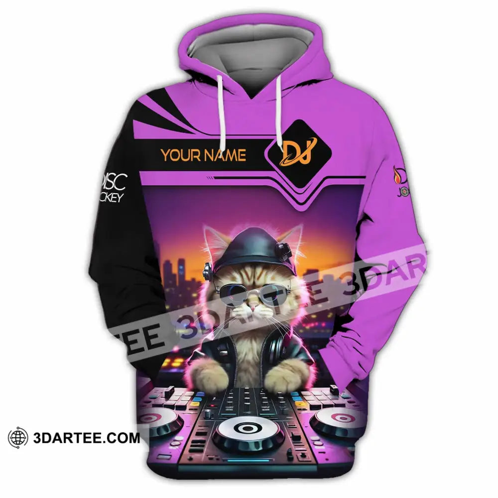 Unisex Shirt - Custom Cat Disc Jockey Shirt Hoodie / S T-shirt