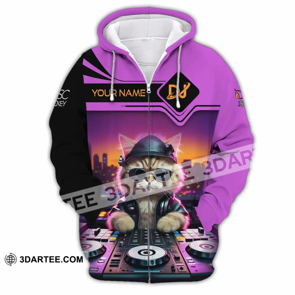 Unisex Shirt - Custom Cat Disc Jockey Shirt Zipper Hoodie / S T-shirt