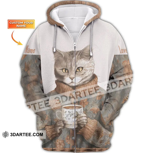 Unisex Shirt Custom Cat Lover T-Shirt For Pet Lovers Zipper Hoodie / S