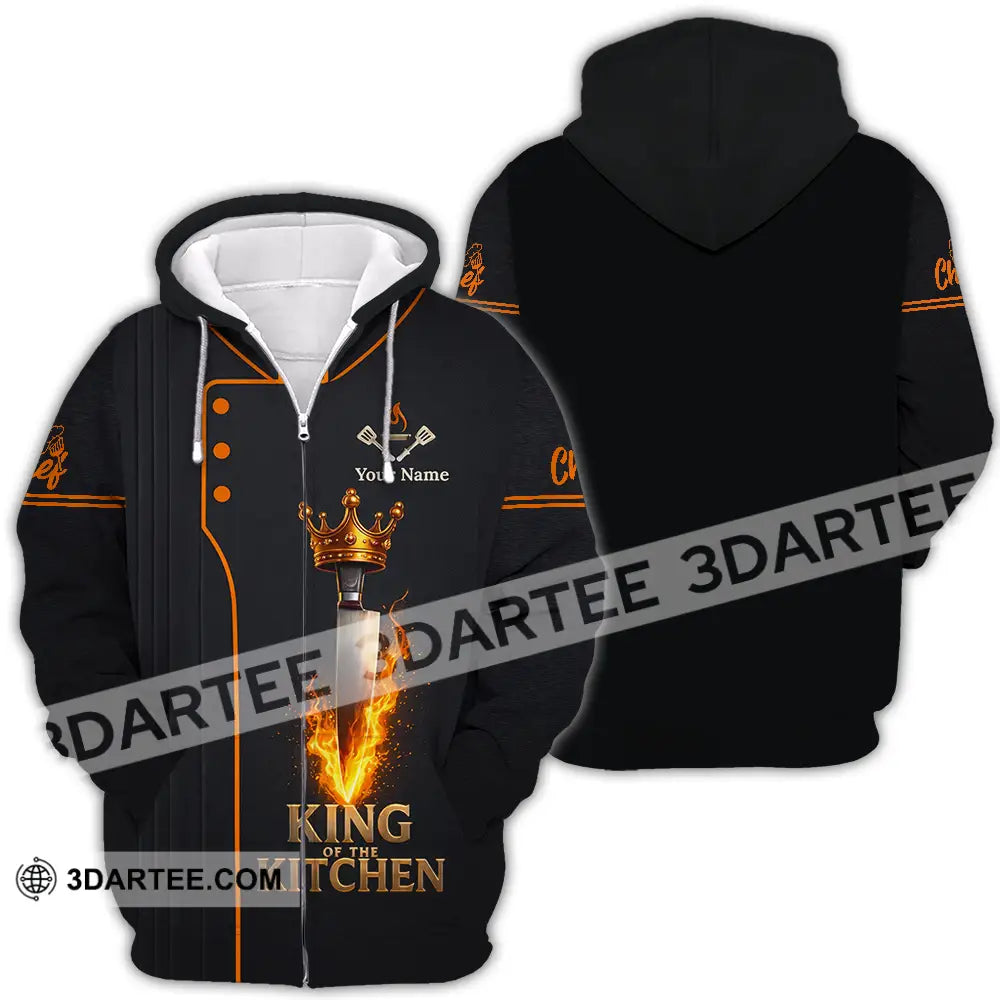 Unisex Shirt - Custom Chef King Kitchen 3D Shirt Zipper Hoodie / S T-shirt