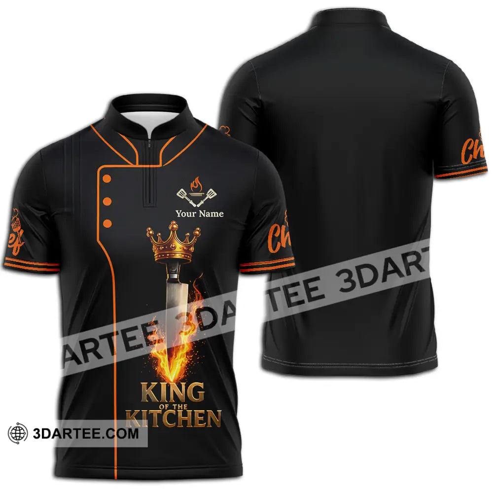 Unisex Shirt - Custom Chef King Kitchen 3D Shirt Zipper Polo Shirt / S T-shirt