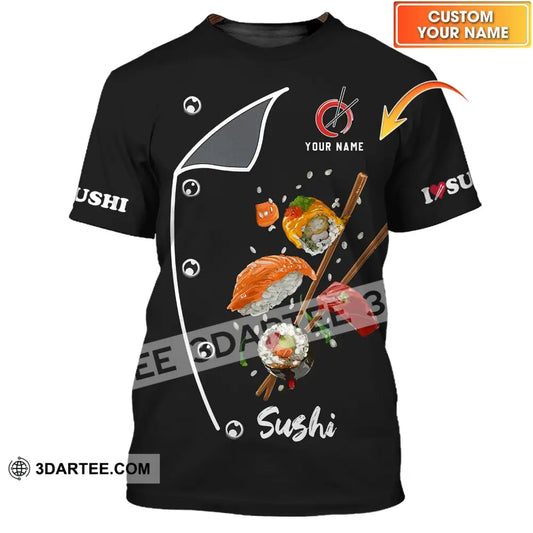 Unisex Shirt - Custom Chef Name I Love Sushi Gift For Japan Kitchen Lover T-Shirt