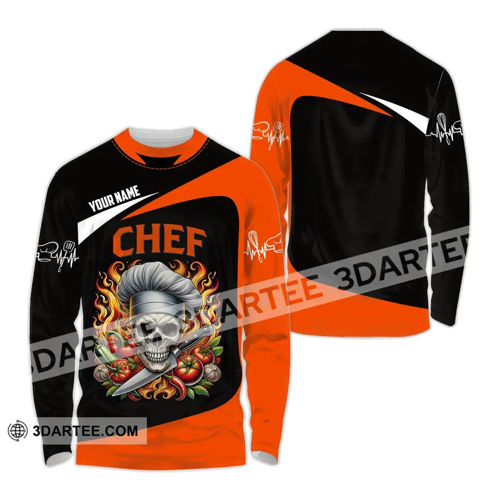 Unisex Shirt - Custom Chef Name Skull Long Sleeve / S T-Shirt