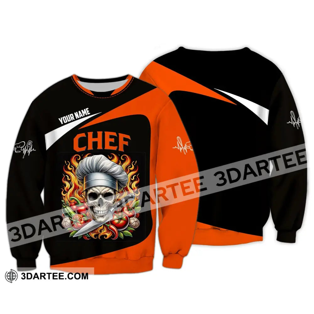 Unisex Shirt - Custom Chef Name Skull Long Sleeve / S T-Shirt