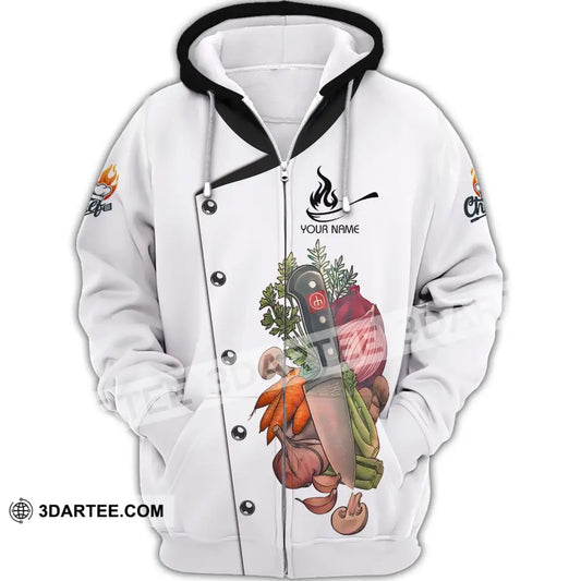 Unisex Shirt - Custom Chef Name Vegetables Kitchen And Knives Zipper Hoodie / S T-Shirt