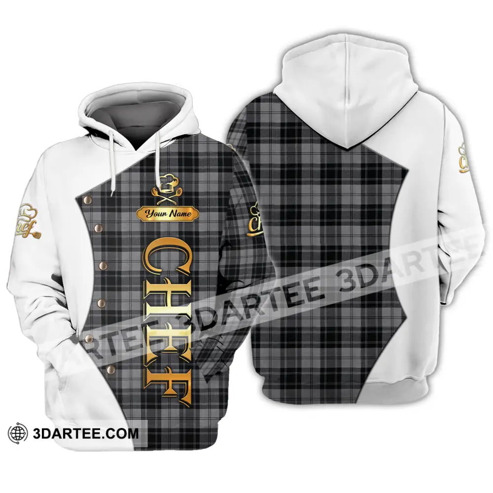 Unisex Shirt - Custom Chef Name Shirt White And Caro - Hoodie / S - T-shirt