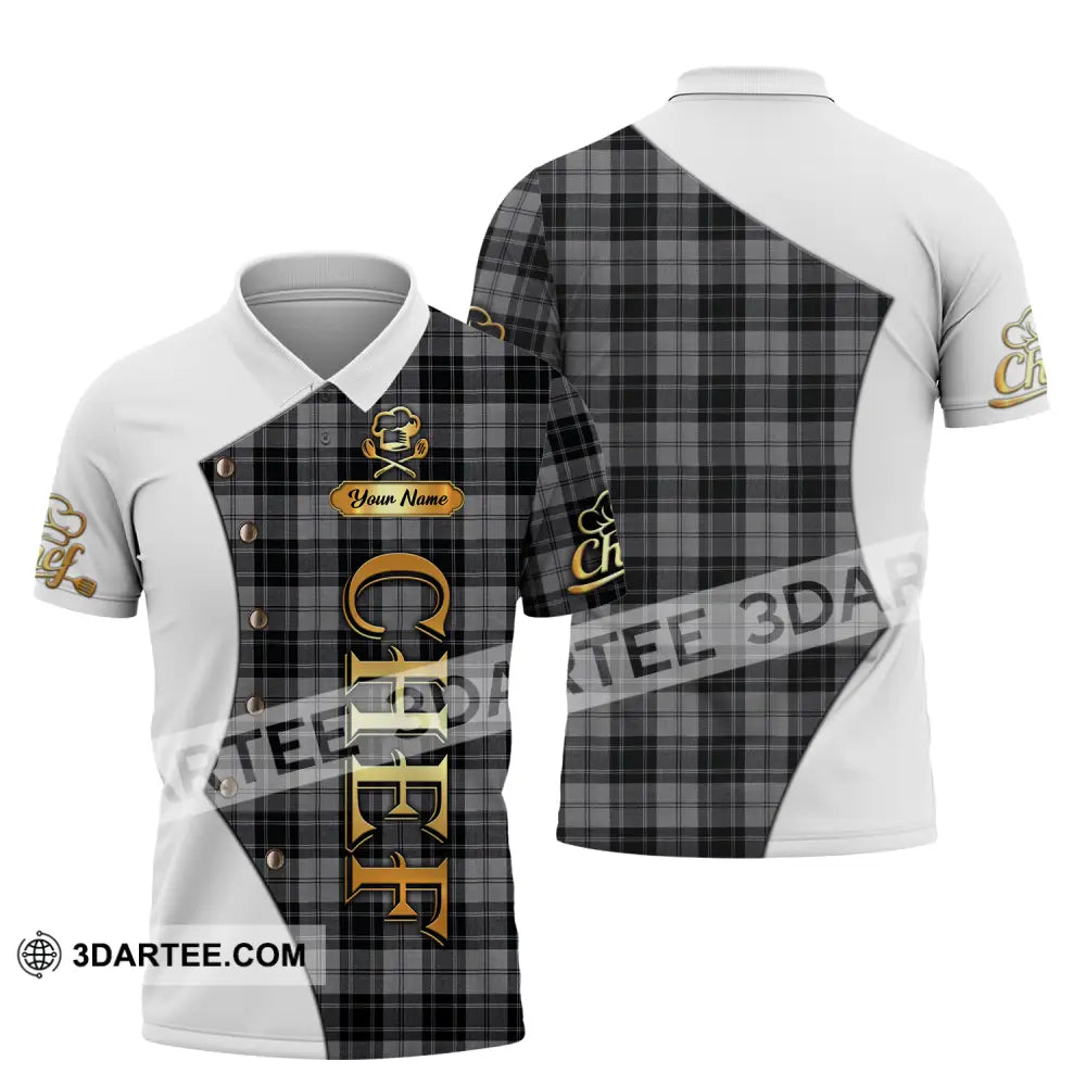 Unisex Shirt - Custom Chef Name Shirt White And Caro - Polo Shirt / S - T-shirt