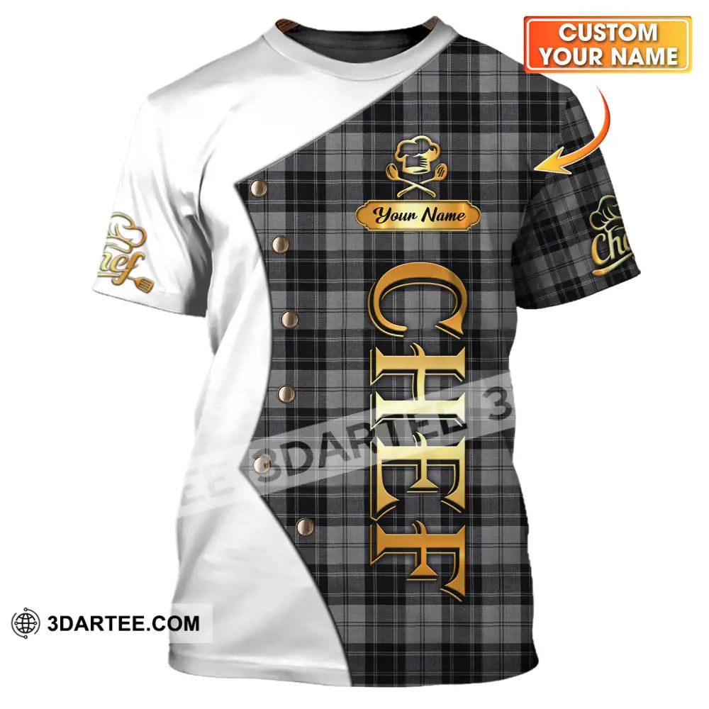 Unisex Shirt - Custom Chef Name Shirt White And Caro - T-shirt