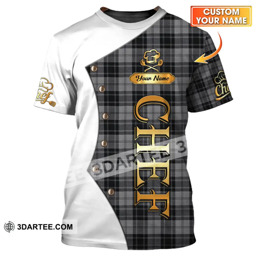 Unisex Shirt - Custom Chef Name Shirt White And Caro - T-shirt