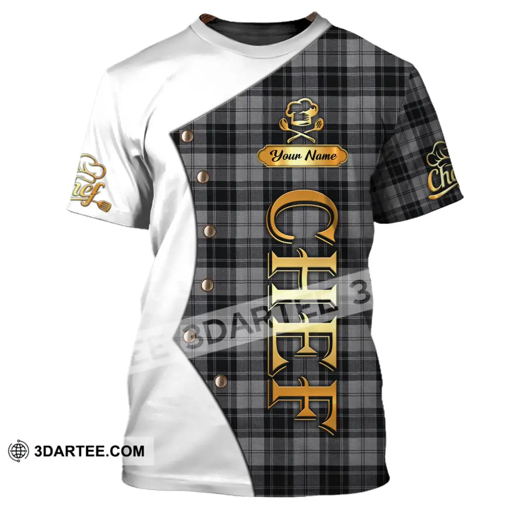 Unisex Shirt - Custom Chef Name Shirt White And Caro - T-Shirt / S - T-shirt