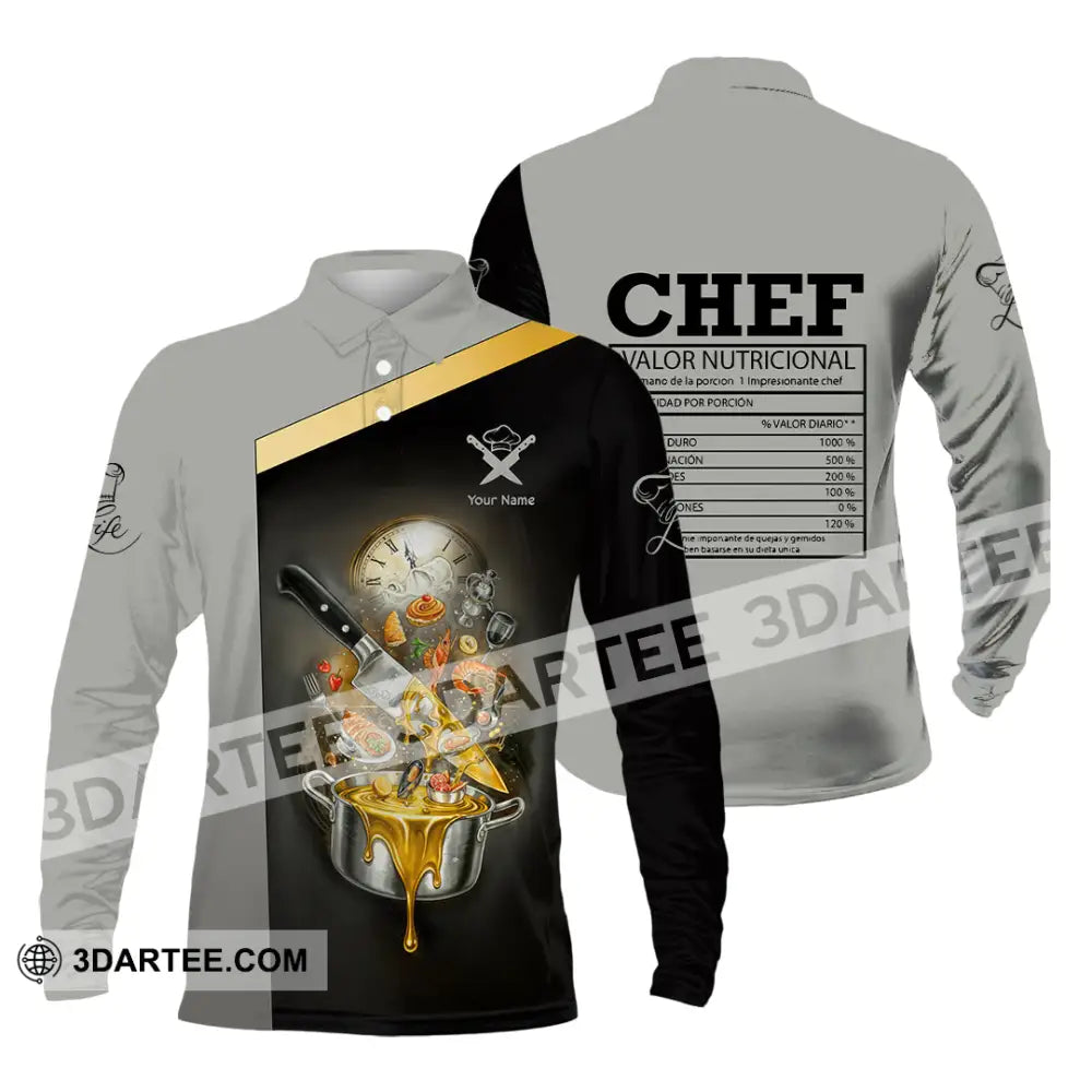 Unisex Shirt - Custom Chef Valor Nutricional Shirt Long Sleeve Polo / S T-shirt