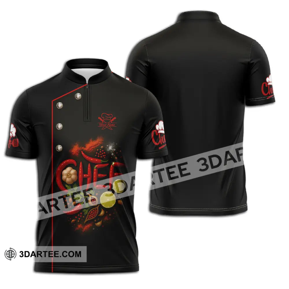 Unisex Shirt - Custom Chef Shirt Zipper Polo Shirt / S T-shirt