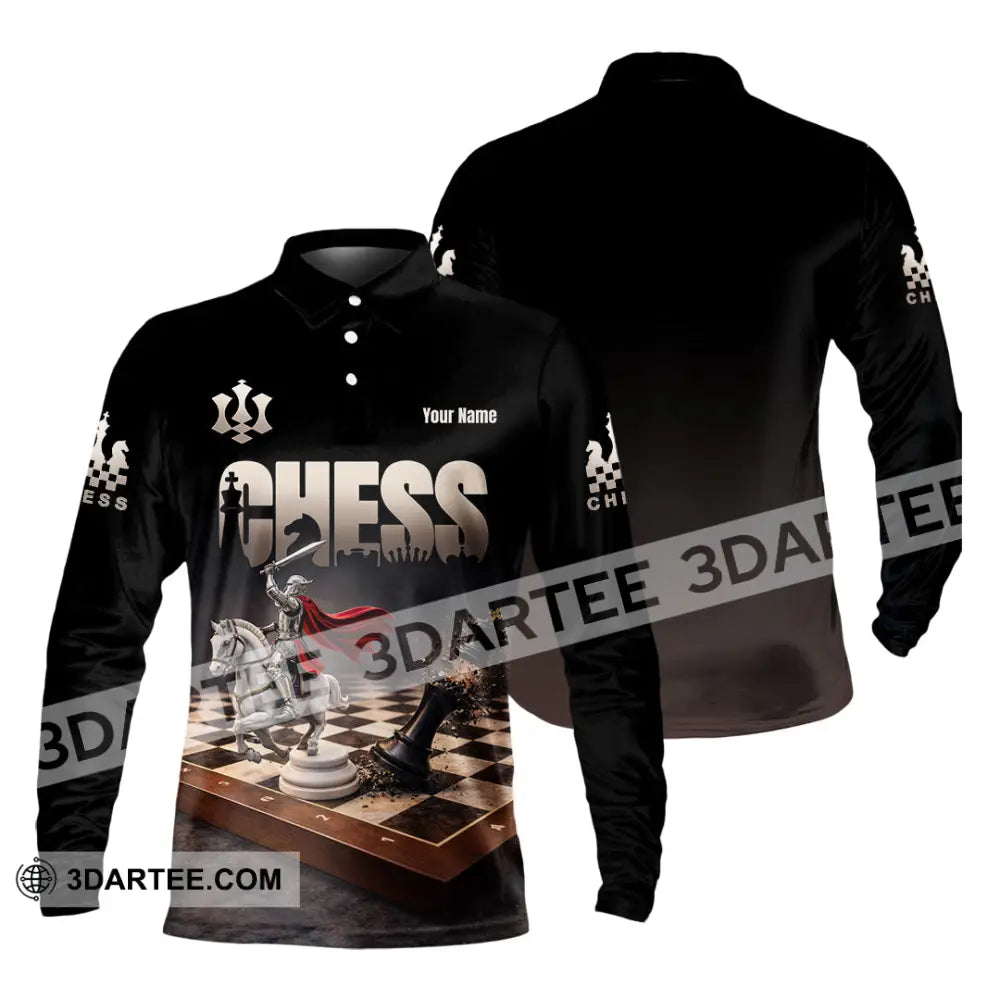 Unisex Shirt - Custom Chess 3D Shirt - Long Sleeve Polo / S - T-shirt