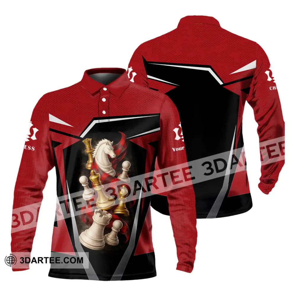 Unisex Shirt - Custom Chess 3D Shirt - Long Sleeve Polo / S - T-shirt