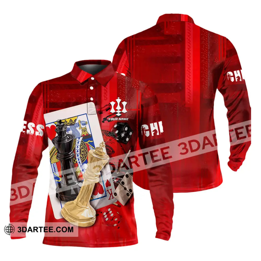 Unisex Shirt - Custom Chess 3D Shirt - Long Sleeve Polo / S - T-shirt