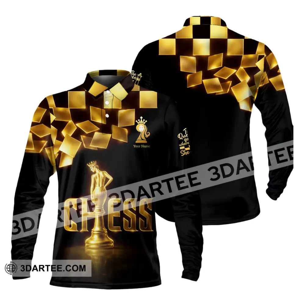 Unisex Shirt - Custom Chess 3D Shirt - Long Sleeve Polo / S - T-shirt