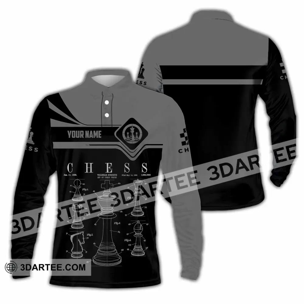 Unisex Shirt - Custom Chess 3D Shirt Long Sleeve Polo / S T-shirt
