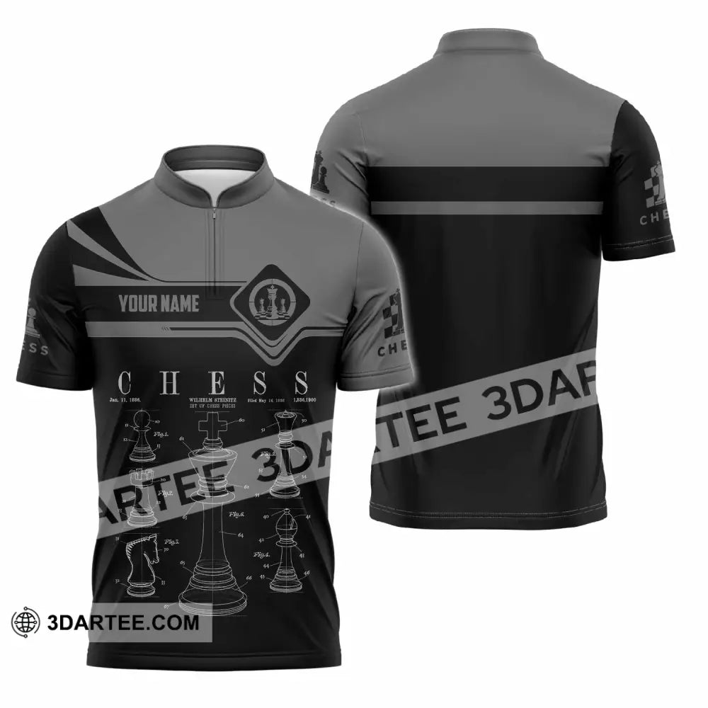 Unisex Shirt - Custom Chess 3D Shirt Zipper Polo Shirt / S T-shirt