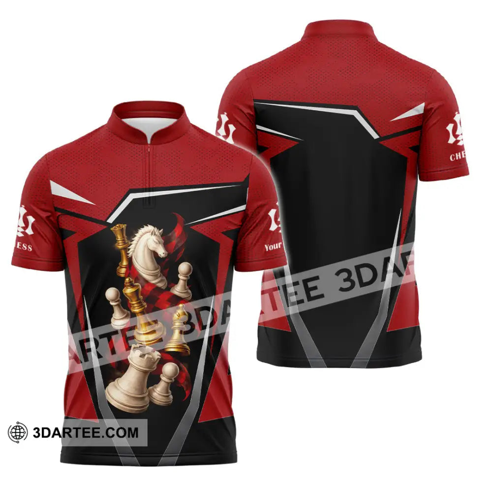 Unisex Shirt - Custom Chess 3D Shirt - Zipper Polo Shirt / S - T-shirt