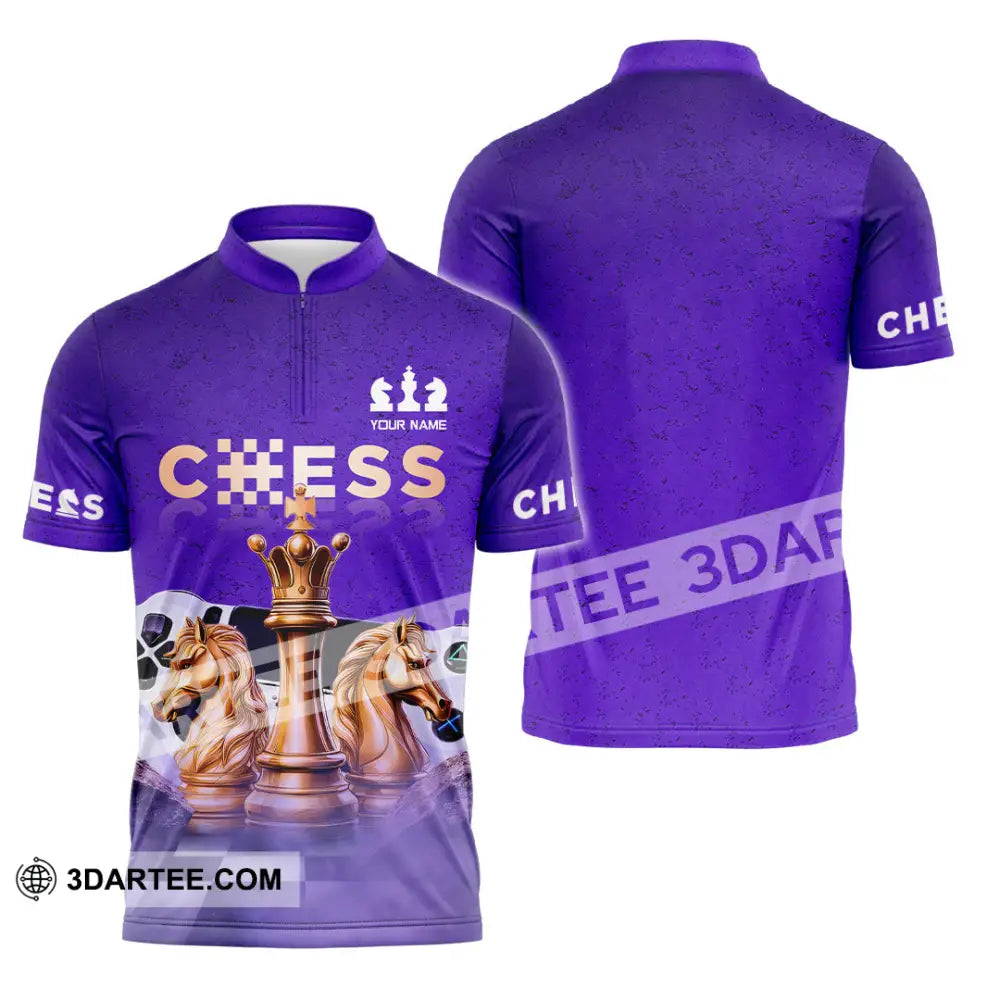 Unisex Shirt - Custom Chess 3D Shirt - Zipper Polo Shirt / S - T-shirt