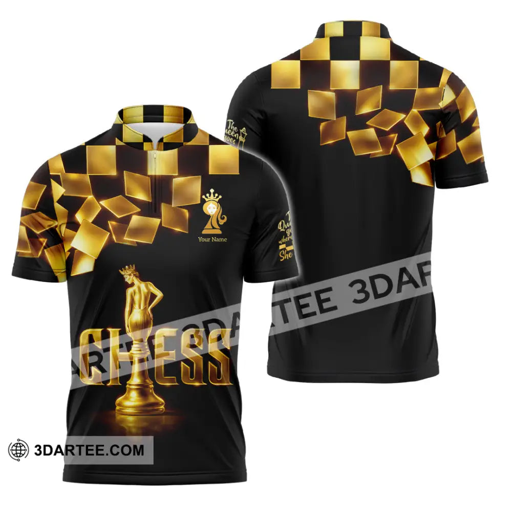 Unisex Shirt - Custom Chess 3D Shirt - Zipper Polo Shirt / S - T-shirt
