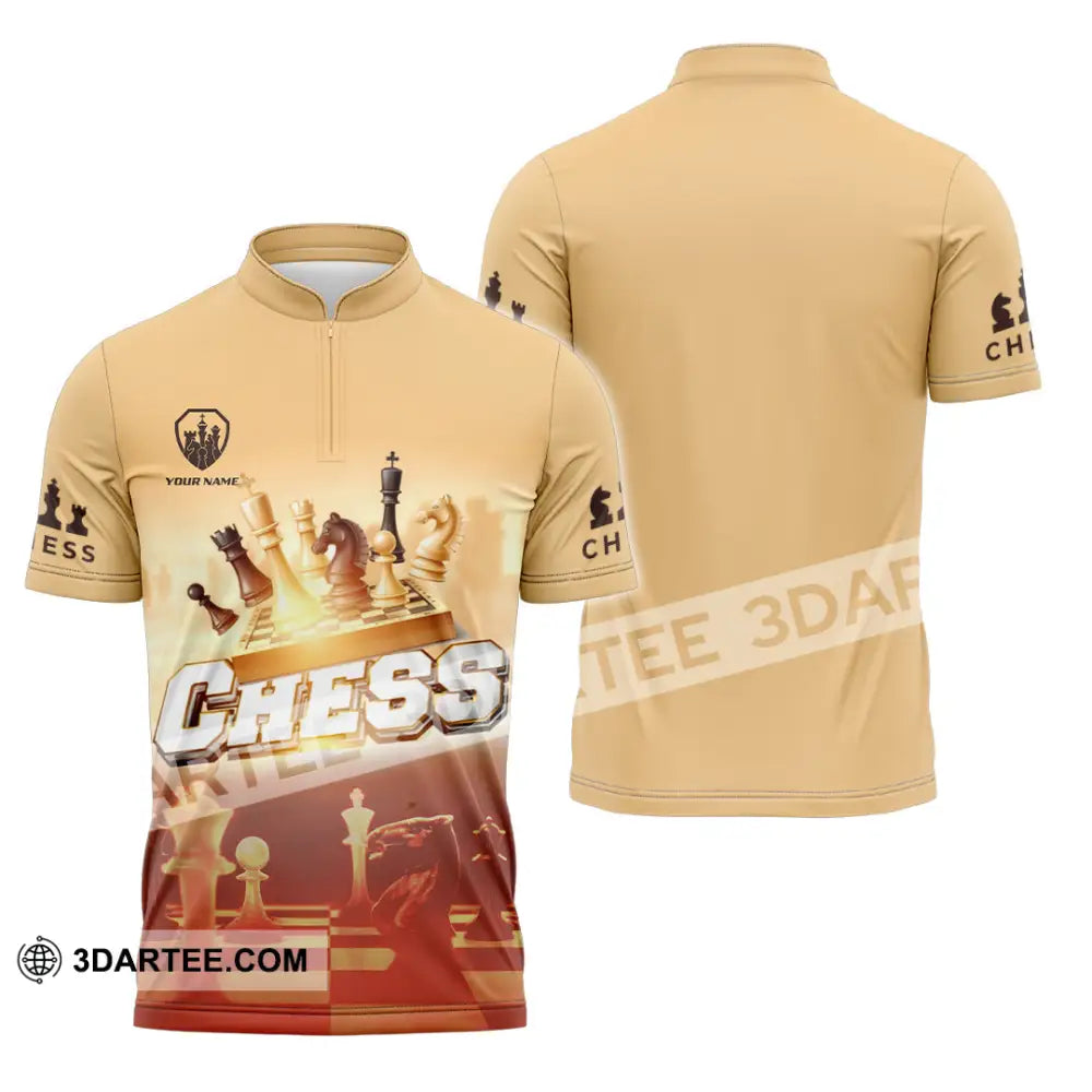Unisex Shirt - Custom Chess 3D Shirt - Zipper Polo Shirt / S - T-shirt