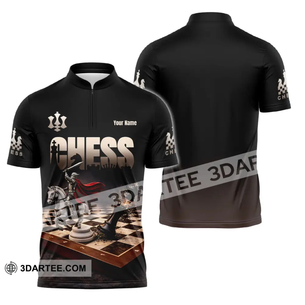 Unisex Shirt - Custom Chess 3D Shirt - Zipper Polo Shirt / S - T-shirt