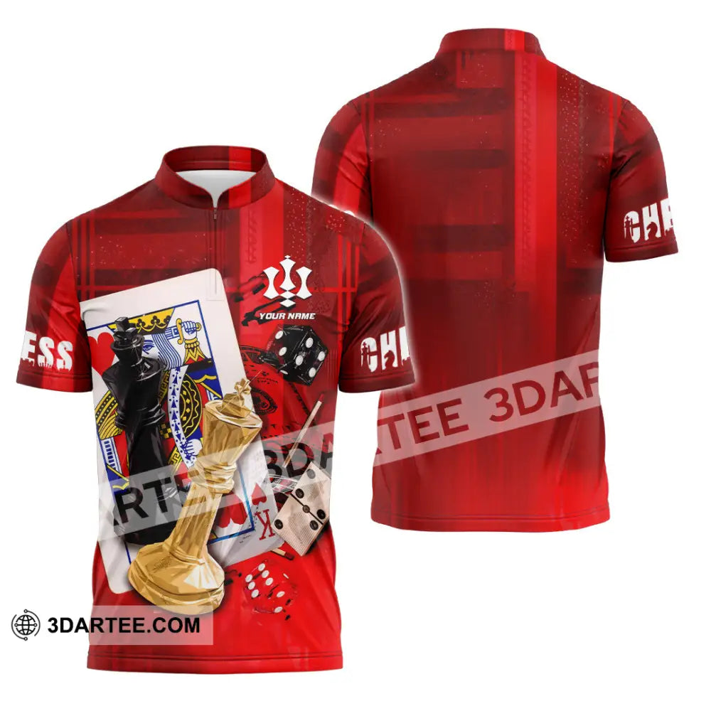 Unisex Shirt - Custom Chess 3D Shirt - Zipper Polo Shirt / S - T-shirt