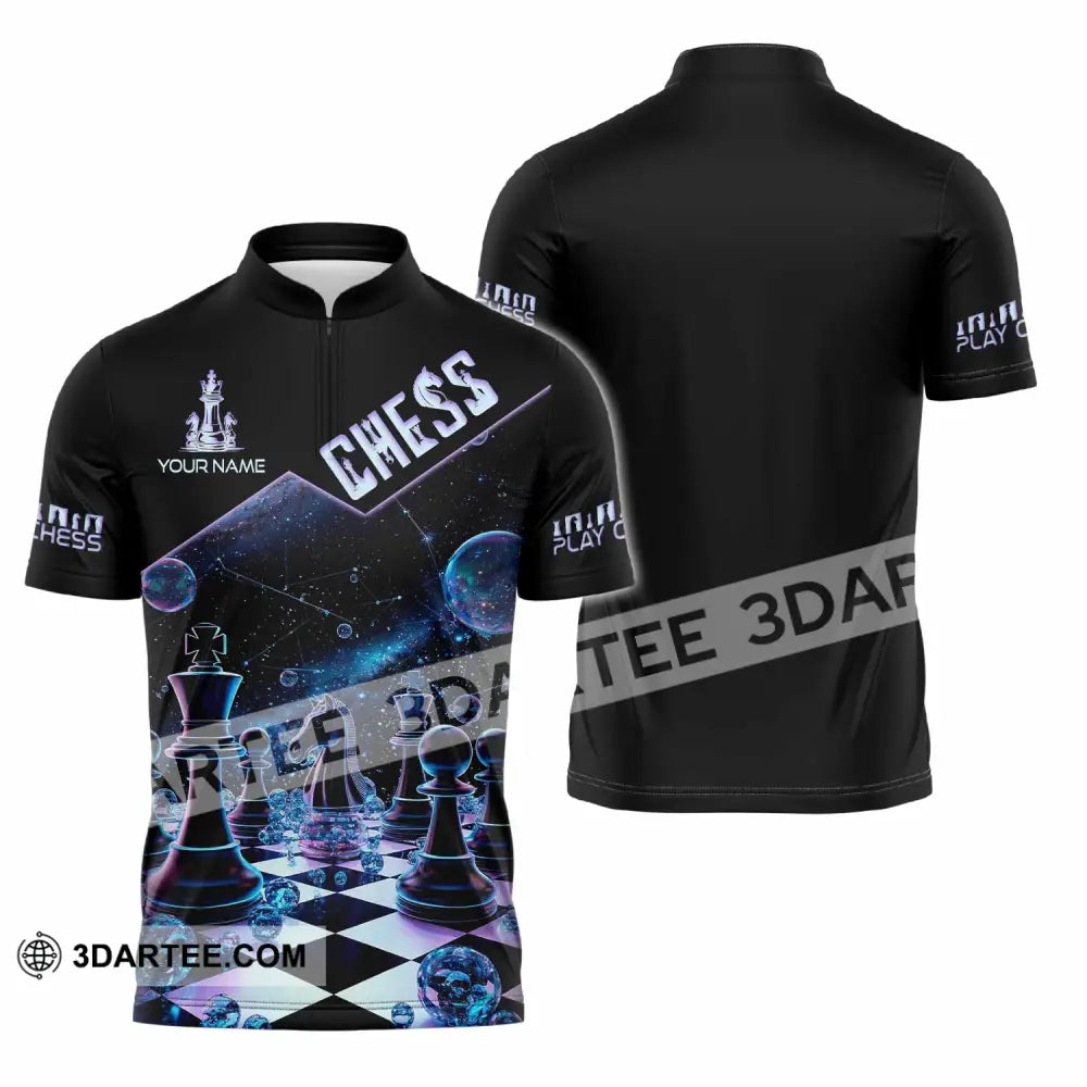 Unisex Shirt - Custom Chess Galaxy Sport Shirt Zipper Polo Shirt / S T-shirt