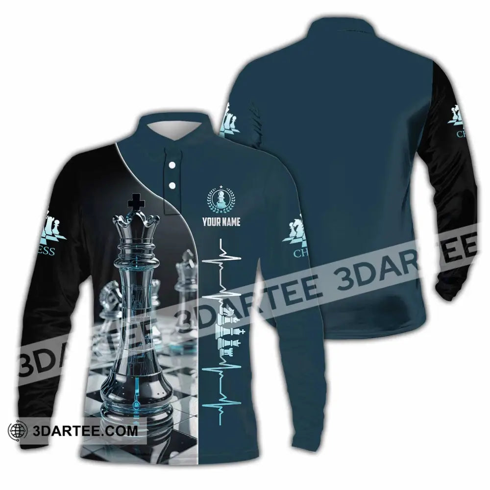 Unisex Shirt - Custom Chess Heartbeat Shirt Long Sleeve Polo / S T-shirt