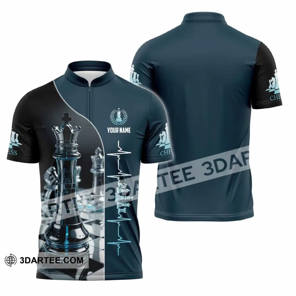 Unisex Shirt - Custom Chess Heartbeat Shirt Zipper Polo Shirt / S T-shirt
