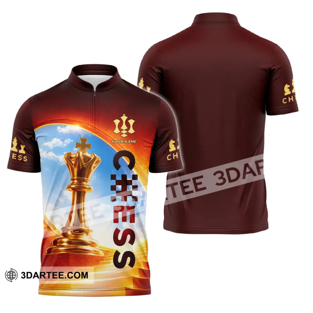 Unisex Shirt - Custom Chess Lover 3D Shirt - Zipper Polo Shirt / S - T-shirt