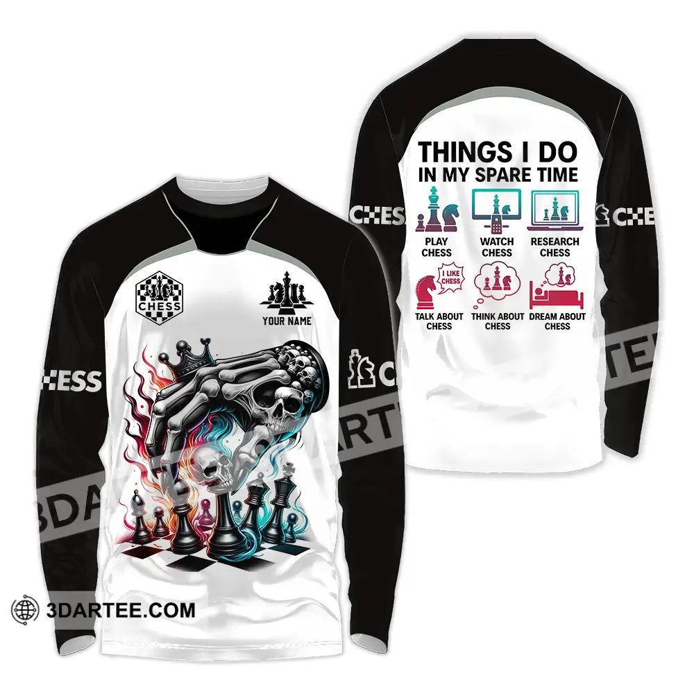 Unisex Shirt - Custom Chess Lover Classic Shirt Things I Do In My Spare Time Long Sleeve Shirt / S T-shirt