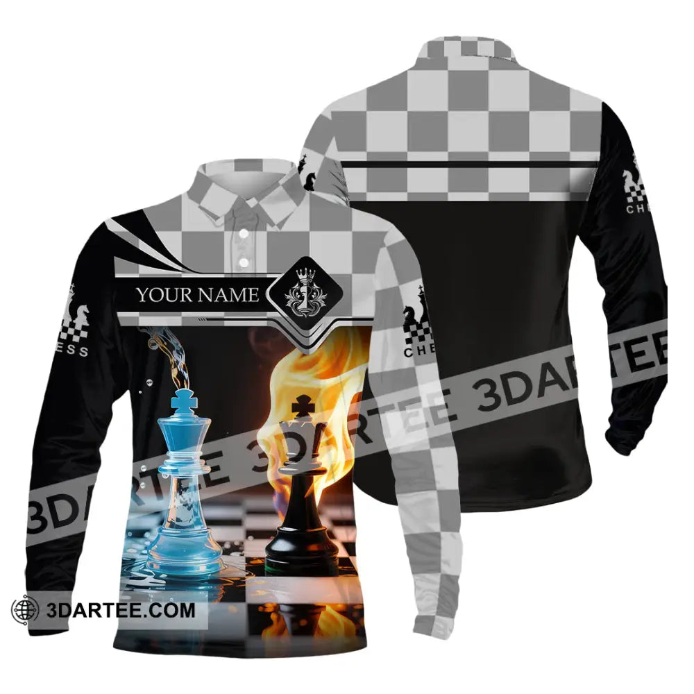 Unisex Shirt - Custom Chess Player 3D Shirt Long Sleeve Polo / S T-shirt